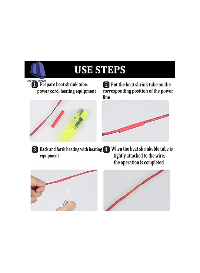 Royal Apex 530pcs/set Heat Shrink Tube 6 Colors 11 Sizes Tubing Set Insulation Shrinkable Tube Assortment Electronic Polyolefin Ratio 2:1 Wrap Wire Cable Sleeve Kit for DIY - Image 2