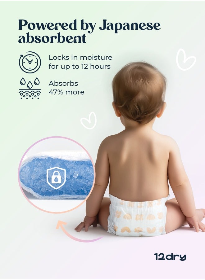 12dry - Diapers Premium Baby Care 100% Ultra Japanese Absorption Dual-Layer Thin and Breathable Eco-Friendly Hypoallergenic Soft Elastic Waistband for Active Babies - Image 1