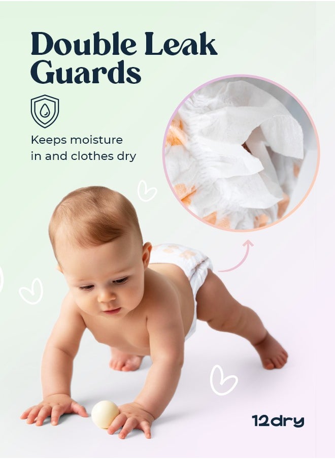 12dry - Diapers Premium Baby Care 100% Ultra Japanese Absorption Dual-Layer Thin and Breathable Eco-Friendly Hypoallergenic Soft Elastic Waistband for Active Babies - Image 1