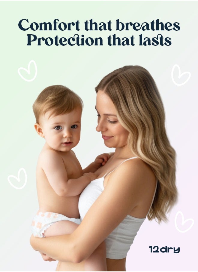 12dry - Diapers Premium Baby Care 100% Ultra Japanese Absorption Dual-Layer Thin and Breathable Eco-Friendly Hypoallergenic Soft Elastic Waistband for Active Babies - Image 1