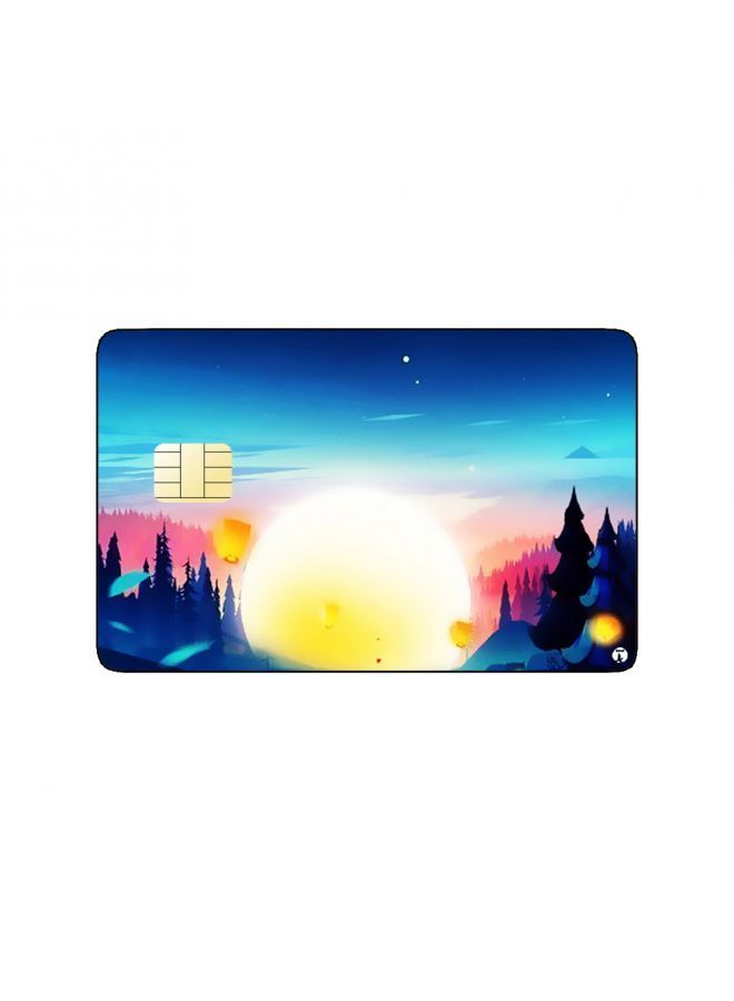 RKN PRINTED BANK CARD STICKER Aesthetic Boat Drawing At Sunrise - Image 2