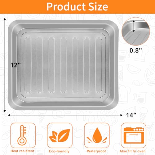 GXF Air Fryer Accessories for Emeril Lagasse Dual Zone 360 Air Fryer Oven 25 QT Extra Large, 14''×12'' Steel Air Fryer Tray Grill Pan Grill Plate Crisper Plate Replacement Parts Rack - Image 2