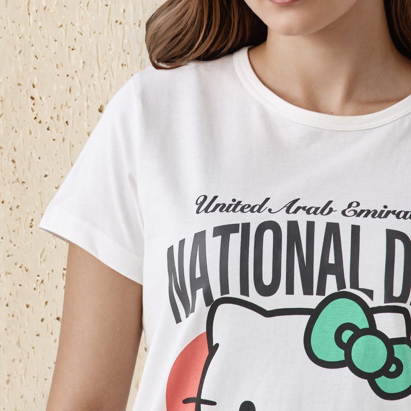 SP Characters T-shirt with Hello Kitty UAE National Day Print Cotton - Image 4