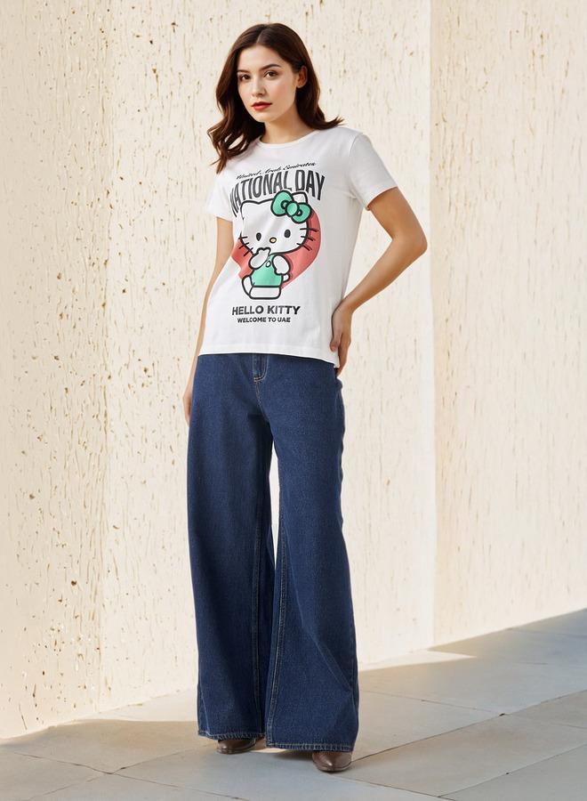 SP Characters T-shirt with Hello Kitty UAE National Day Print Cotton - Image 2