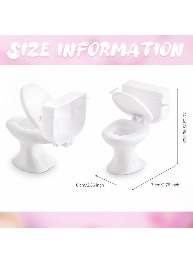Skylety 2 Pieces Mini Toilet Seat Toy Doll House Furniture Miniature Classic Bathroom Baby Toilet Toy Tiny Cake Topper Bathroom Furniture Dollhouse Accessories (White) - Image 3