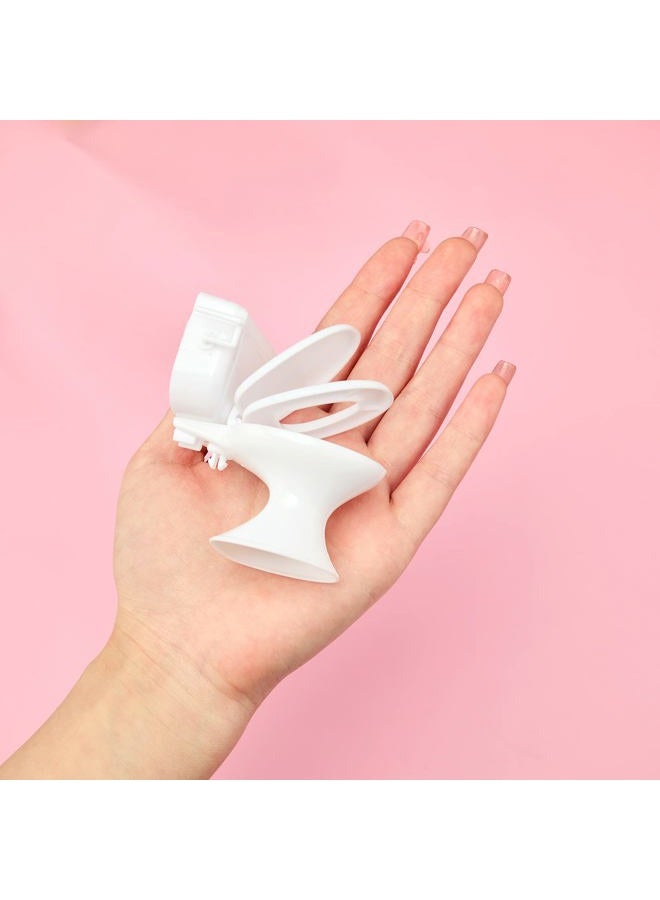 Skylety 2 Pieces Mini Toilet Seat Toy Doll House Furniture Miniature Classic Bathroom Baby Toilet Toy Tiny Cake Topper Bathroom Furniture Dollhouse Accessories (White) - Image 2