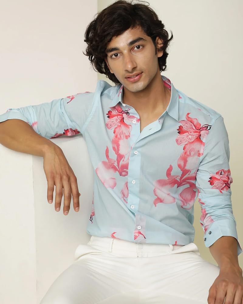Noble Monk Men's Regular Fit Shirt | Floral Print Spread Collar Casual Shirt for Men - Image 2