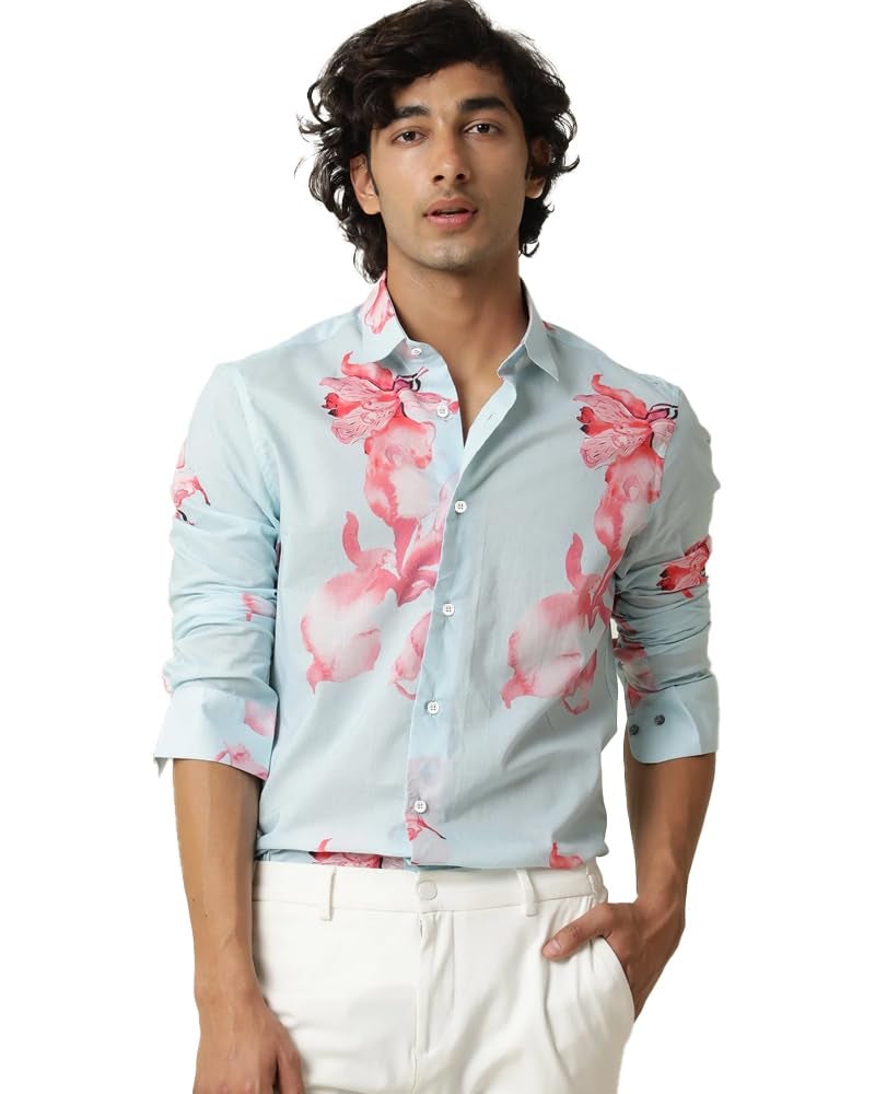 Noble Monk Men's Regular Fit Shirt | Floral Print Spread Collar Casual Shirt for Men - Image 1