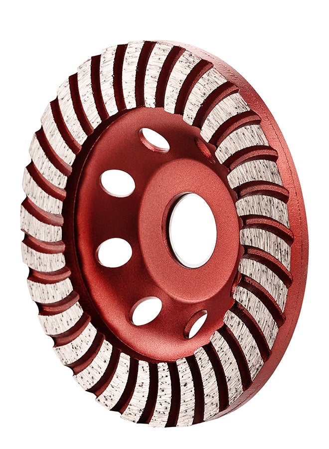 LAWAZIM Pro7 Diamond Grinding Wheel - Red - Turbo Segment Cup Disc 115mm x 22.2mm Max 13500 RPM for Fast Grinding - Ideal for Surface Leveling, Edge Shaping, and Hard Material Smoothing  - Image 1