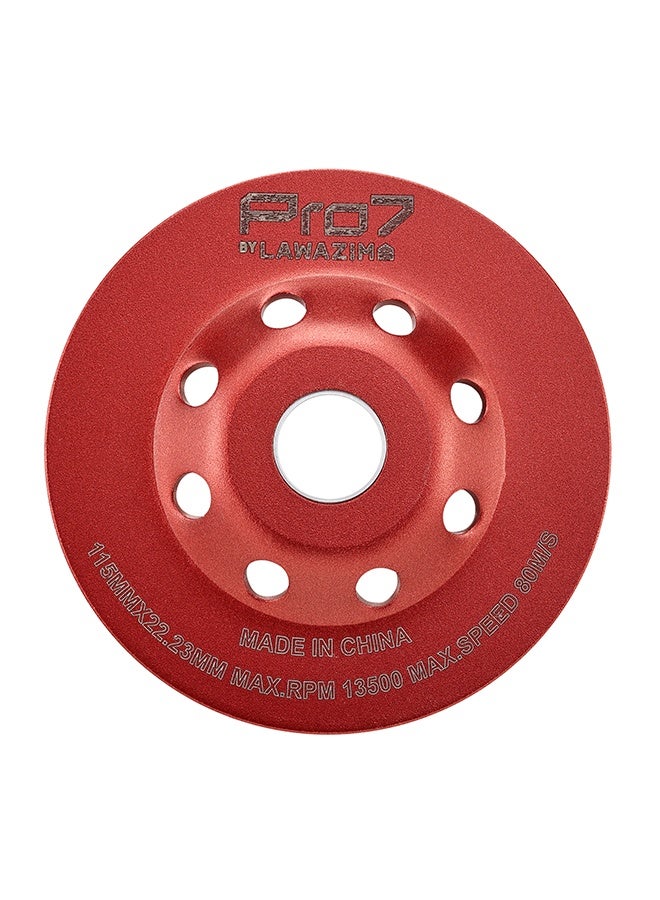 LAWAZIM Pro7 Diamond Grinding Wheel - Red - Turbo Segment Cup Disc 115mm x 22.2mm Max 13500 RPM for Fast Grinding - Ideal for Surface Leveling, Edge Shaping, and Hard Material Smoothing  - Image 3