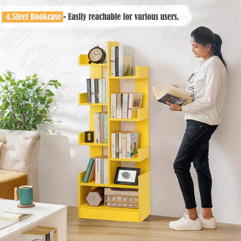 ABOUT SPACE رف كتب مفتوح عن الفضاء لتخزين الكتب وعرضها، رف خشبي متعدد الاستخدامات مع تشطيب صلب، حامل عرض بحجم 47 سم × 208 سم × 1412 سم - Image 4