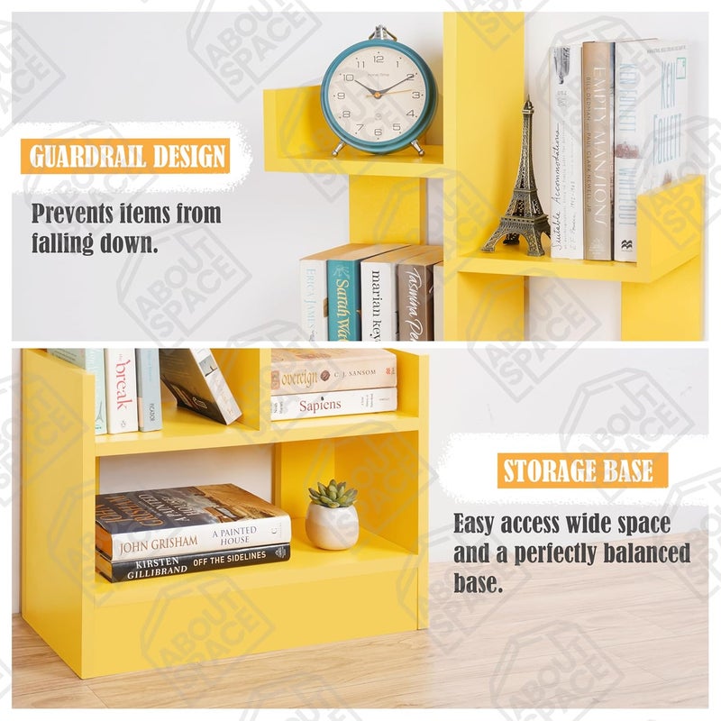 ABOUT SPACE رف كتب مفتوح عن الفضاء لتخزين الكتب وعرضها، رف خشبي متعدد الاستخدامات مع تشطيب صلب، حامل عرض بحجم 47 سم × 208 سم × 1412 سم - Image 3