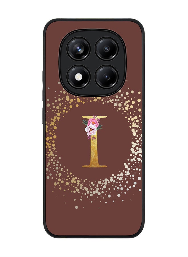 Stylizedd For Xiaomi Redmi Note 14 Pro 5G / X7 5G Case,Slim fit Camera Protection, Shockproof Thin Phone cover  - Custom Monogram Floral - I  (Brown ) - Image 1