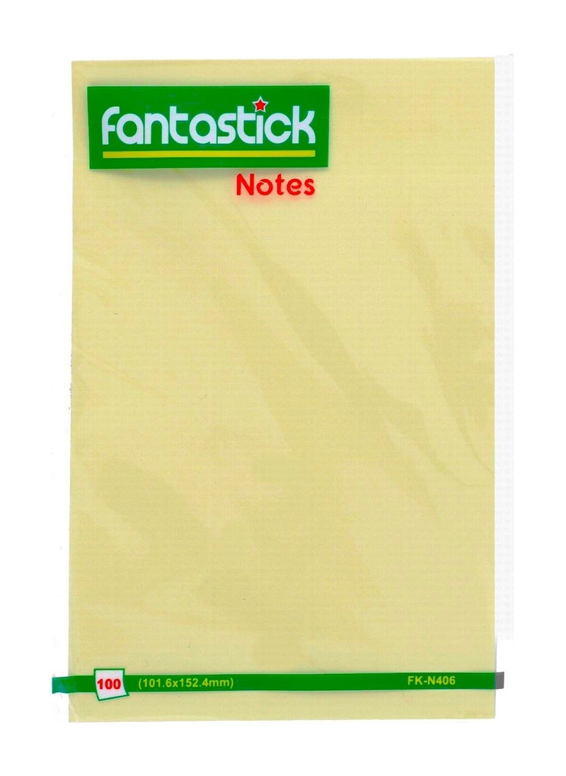 Fantastick 100-Piece Sticky Notes 4x6 Inch Size Yellow  - Image 1