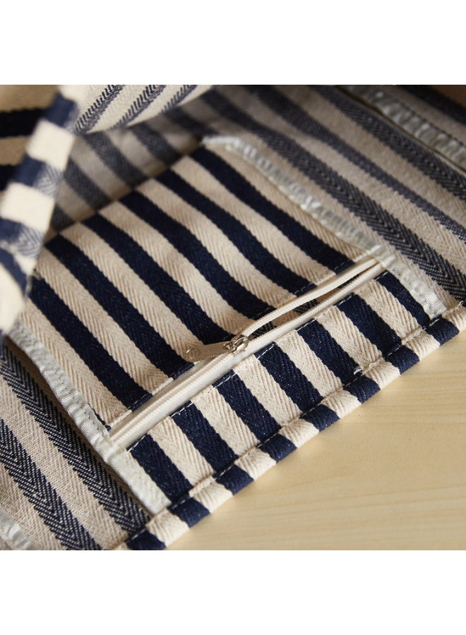 Large Striped Canvas Tote Bag for Women – Herringbone Woven Fabric Shoulder Bag Available in 4 Bold Colours (Red, Yellow, Blue and Black) | Reusable, Durable & Stylish Everyday Carry Bag for Shopping, Beach, Travel, School & Office Use | Eco-Friendly Cotton Blend Tote with Matching Stripe Handles - Image 5