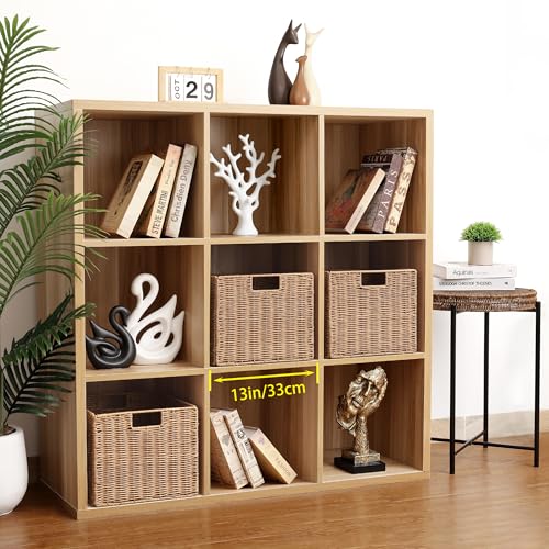 DINGTAI 12X12X10in Plastic Wicker Storage Basket, Collapsible Wicker Cube Storage for Shelves, Woven Plastic Storage Basket for Pantry, Bedroom, Living Room, Bathroom, Shelves-3 Pack - Image 2