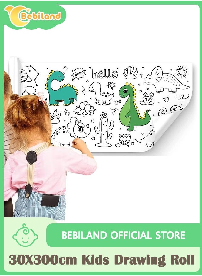 Bebiland Kids Drawing Roll with Dinosaur Pattern Coloring Drawing Paper for DIY Painting Color Filling  - Image 1