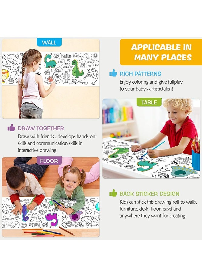 Bebiland Kids Drawing Roll with Dinosaur Pattern Coloring Drawing Paper for DIY Painting Color Filling  - Image 4