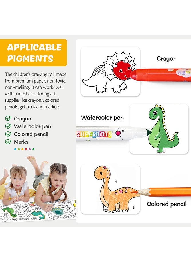 Bebiland Kids Drawing Roll with Dinosaur Pattern Coloring Drawing Paper for DIY Painting Color Filling  - Image 5