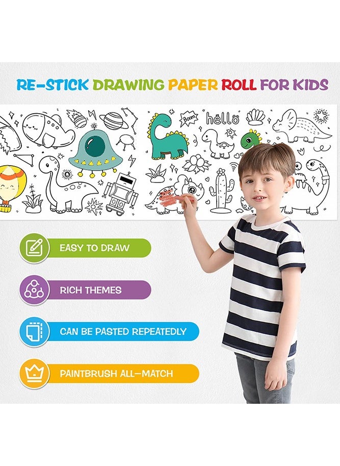 Bebiland Kids Drawing Roll with Dinosaur Pattern Coloring Drawing Paper for DIY Painting Color Filling  - Image 3