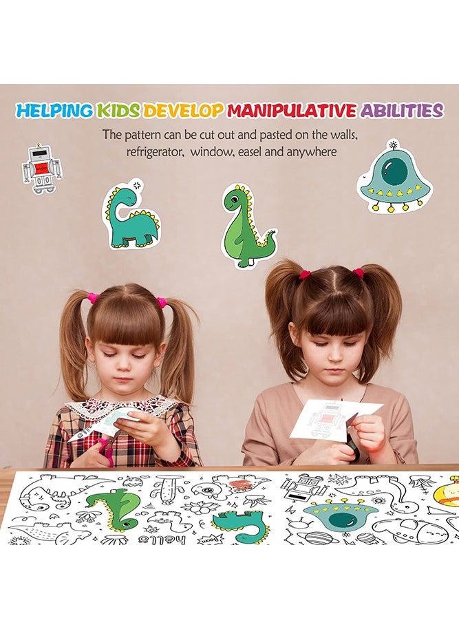 Kids Drawing Roll with Dinosaur Pattern Coloring Drawing Paper for DIY Painting Color Filling