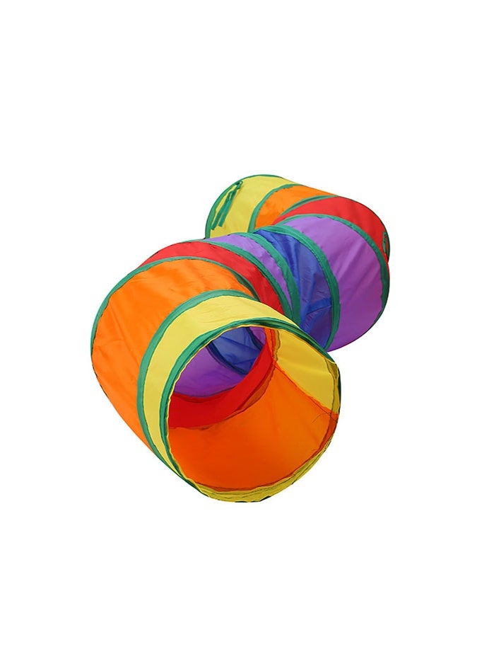 S-shaped rainbow curved tube cat tunnel foldable curved pet passage scratch-resistant breathable cat hiding self-hey anti-boredom toy - Image 1