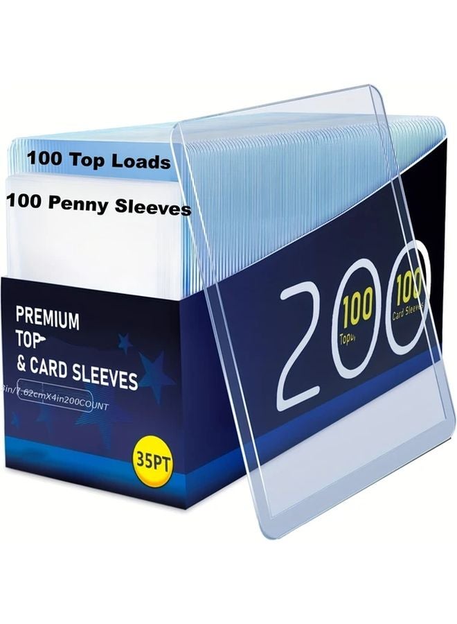 200 قطعة من علب التحميل العلوية المميزة وأغلفة البنس 3x4 بوصة واقيات البطاقات البلاستيكية الصلبة لتداول الرياضات - Image 2