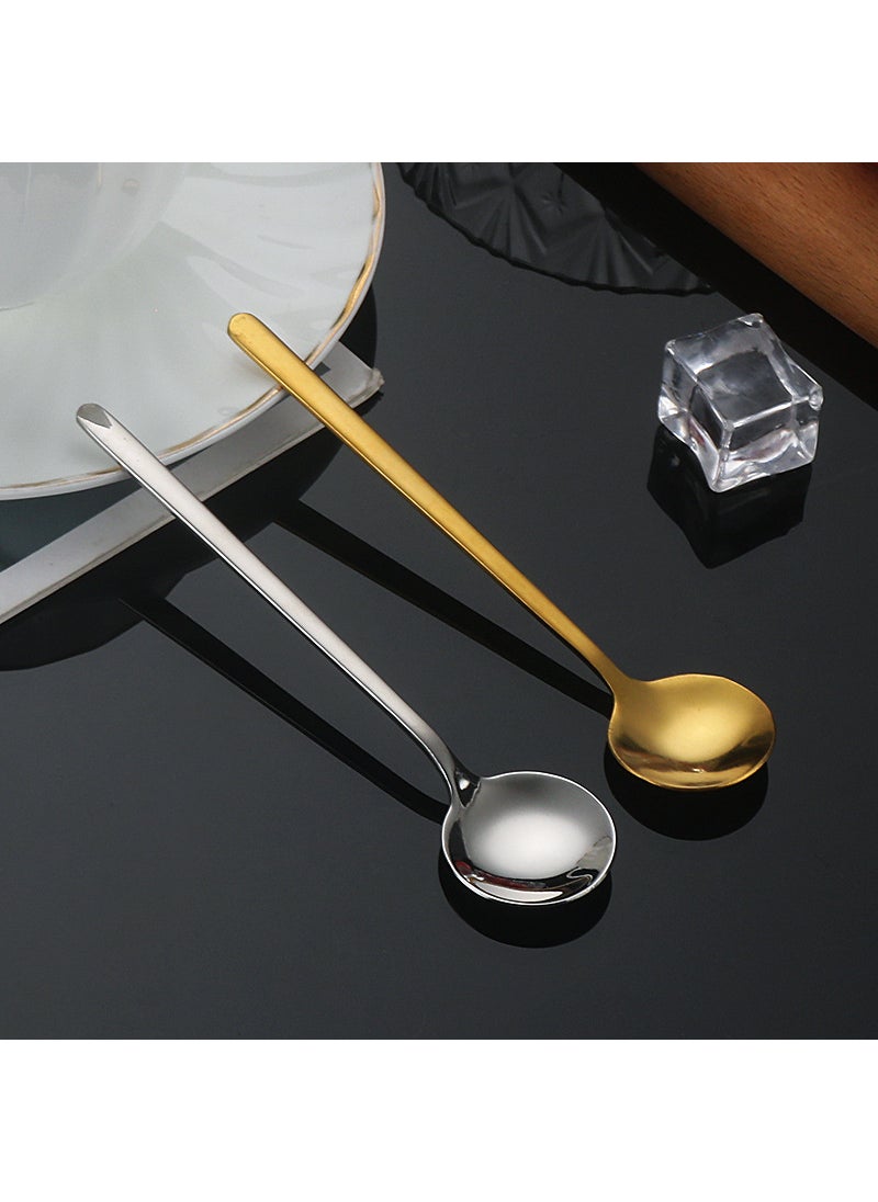Stainless Steel Small Round Spoon Restaurant Long Handle Coffee Mixing Spoon Internet Popular Korean-style Spoon Household Gift Coffee Spoon  - Image 5