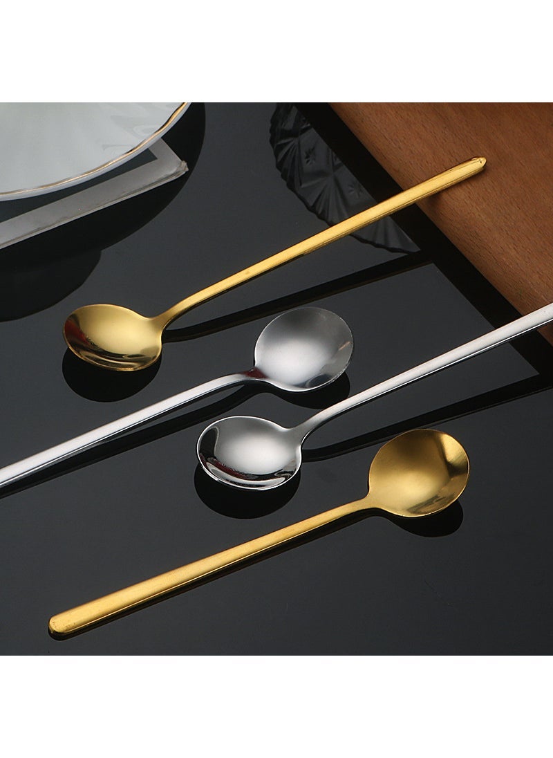 Stainless Steel Small Round Spoon Restaurant Long Handle Coffee Mixing Spoon Internet Popular Korean-style Spoon Household Gift Coffee Spoon  - Image 4