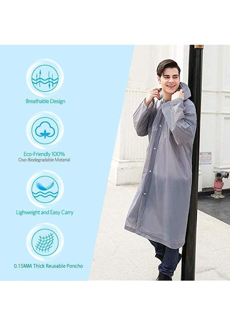 Rain Poncho for Adults 1 Pack EVA Women and Men Reusable Raincoat Jacket Packable Family Fishing Travel Emergency no PVC with Hood Elastic Sleeving - Image 5