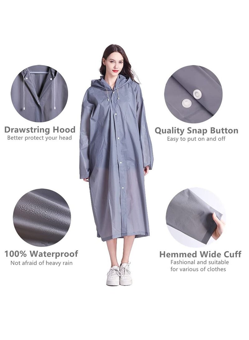 Rain Poncho for Adults 1 Pack EVA Women and Men Reusable Raincoat Jacket Packable Family Fishing Travel Emergency no PVC with Hood Elastic Sleeving - Image 2