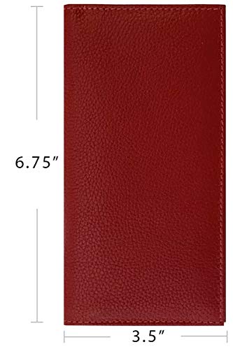 123 Cheap Checks Red Basic Genuine Leather Checkbook Cover For Men & Women - Image 4