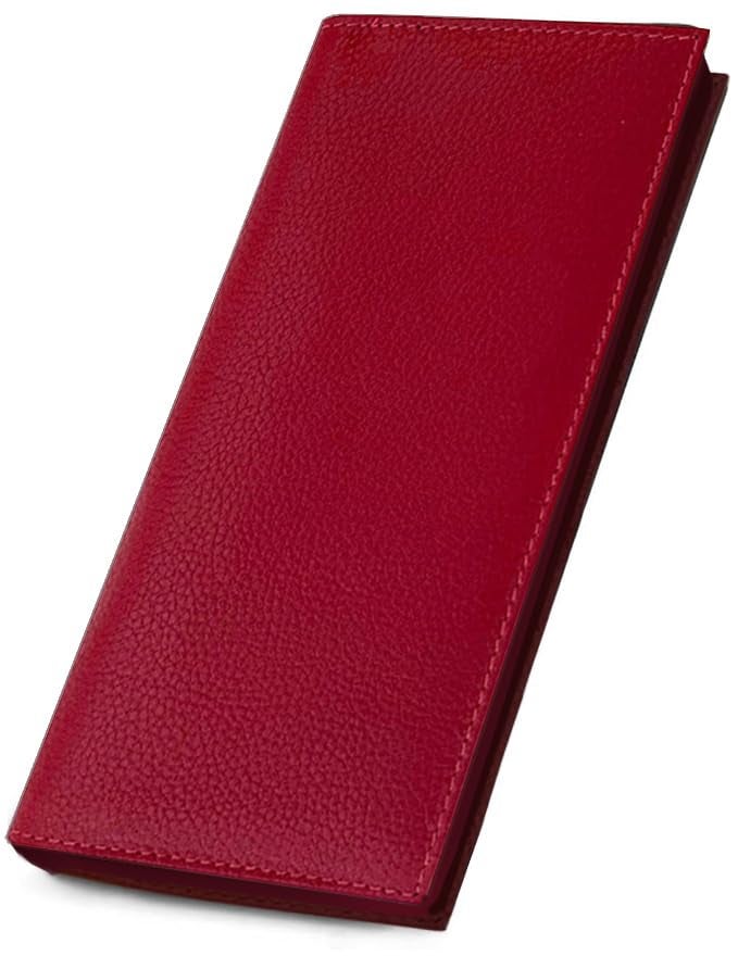 123 Cheap Checks Red Basic Genuine Leather Checkbook Cover For Men & Women - Image 1