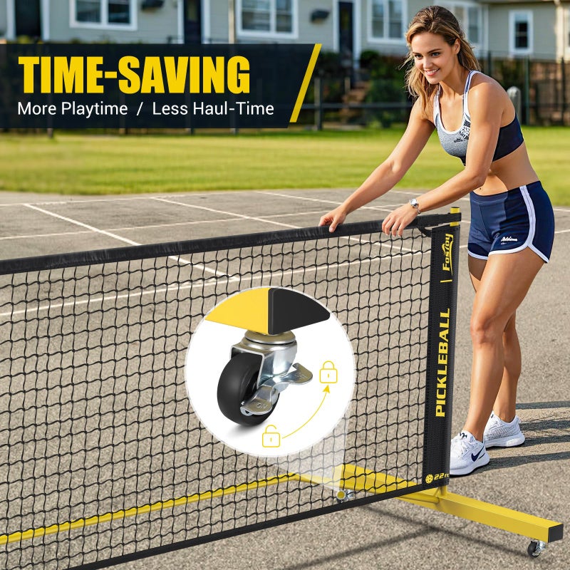 Fostoy Pickleball Set Net with 4 Paddles, 6FT/11FT/22FT Portable 3-in-1 Pickle Ball Net with Carry Bag, Pickleballs, Designed for All Weather Conditions (3-in-1 Pickleball net with Rackets) - Image 4