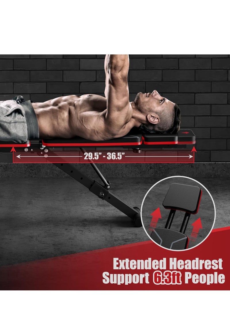 10 in 1 Folding and adjustable multi-use exercise and weight lifting bench, Knight model with adjustable telescopic headrest