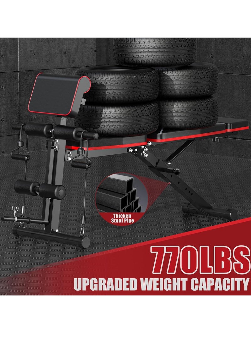 10 in 1 Folding and adjustable multi-use exercise and weight lifting bench, Knight model with adjustable telescopic headrest