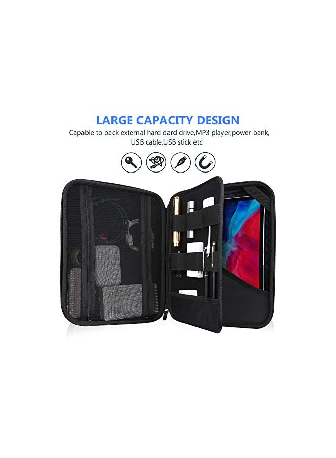Procases حقيبة منظم لحمل أغراضك الشخصية وحقيبة لجهاز آيباد برو 12.9 بوصة 6th 2022/5th 2021/2020/2018، ماك بوك 11 بوصة/جالاكسي تاب S7 بلس 12.4 بوصة/سيرفس برو X 7-1، حقيبة منظم أغراض للسفر والأعمال - أسود - Image 4