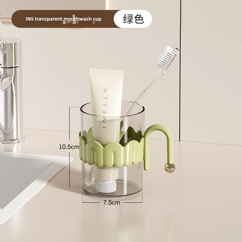 Elegant Transparent Mouthwash Cups for Couples Type A- Green 