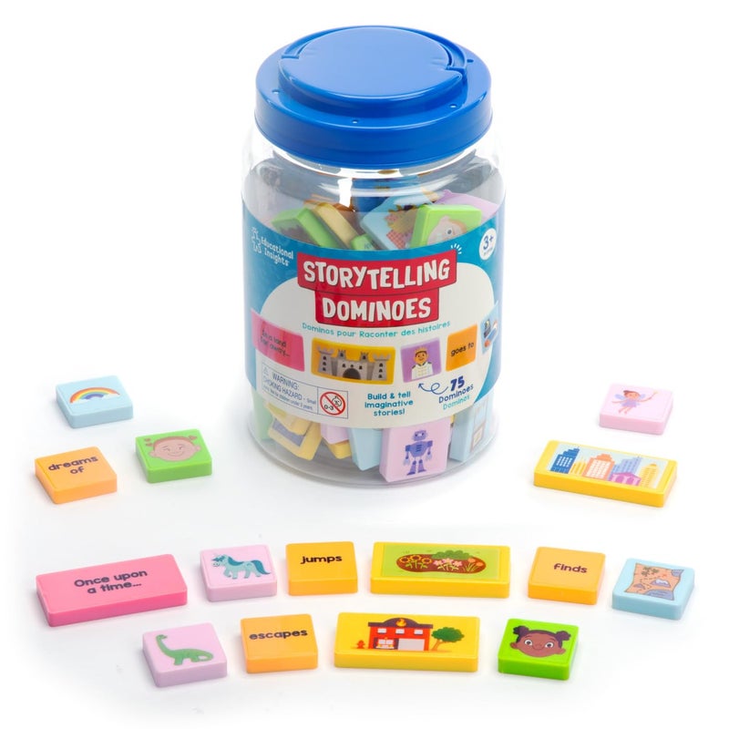 Educational Insights قطع الدومينو التعليمية لرواية القصص ألعاب تحفيز الإبداع أنشطة المهارات الاجتماعية أنشئ مغامرتك الخاصة ألعاب التسلسل بداية محادثات ممتعة هدايا للأطفال من عمر 3 سنوات