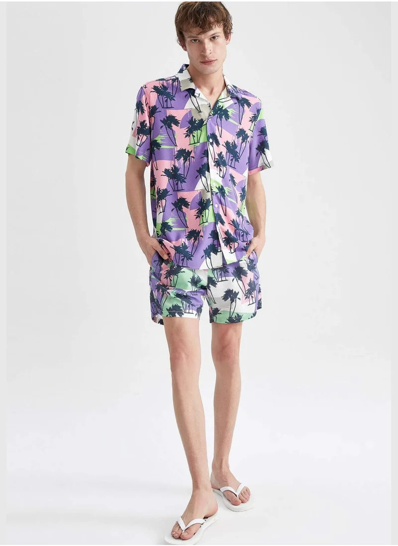 DeFacto Colour Block Palm Print Swimming Shorts