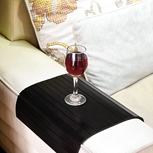 GEHE Sofa Arm Tray Table Flexible/Foldable Sofa Tray Couch arm Table Perfect for Drink Snacks Great arm Tray for Couch armrest (16.5" L x 13.25" W x 0.4" H, Black) - Image 2