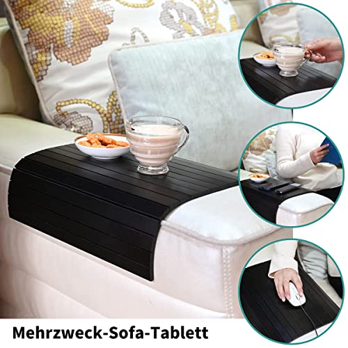 GEHE Sofa Arm Tray Table Flexible/Foldable Sofa Tray Couch arm Table Perfect for Drink Snacks Great arm Tray for Couch armrest (16.5" L x 13.25" W x 0.4" H, Black) - Image 3