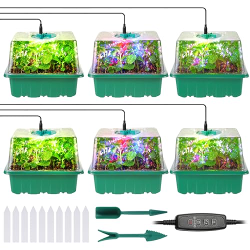 Adawook Seed Starter Trays with Grow Lights, 72 Cells Seed Starter Kit with Lights, 3 Lighting Mode, 4 Timing Set, Germination Kit for Seed Starting Trays, Seedling Starter with High Humidity Control Domes - Image 1