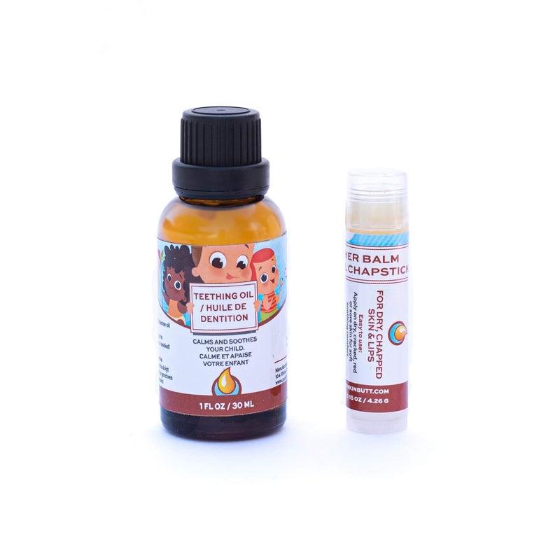 Punkin Butt Baby Teething Oil and Weather Lip Balm Bundle for Sore Gum Relief and Chapped Lips  All Natural Organic Safe for Infants ChemicalFree  1 Oz Oil - Image 1