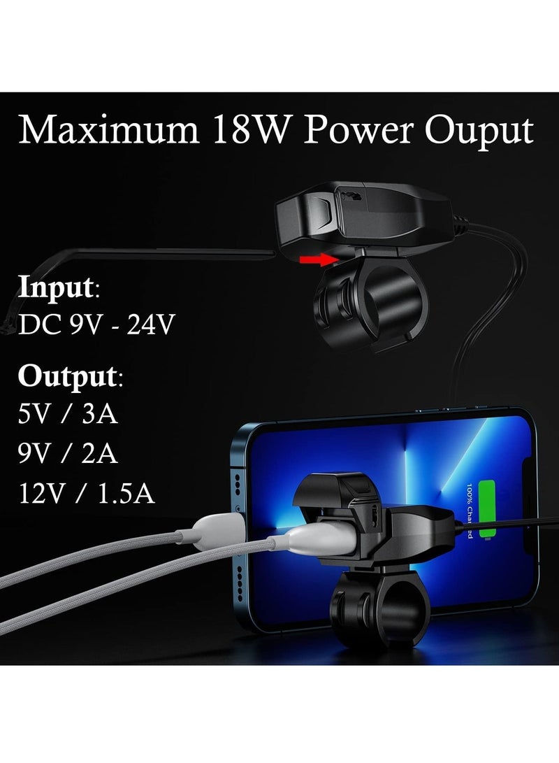 SYOSI شاحن USB للدراجات النارية SAE إلى محول USB USB مقاوم للماء مع شاشة إضاءة LED ومفتاح إيقاف التشغيل التلقائي وكابل SAE بطول 1.8 متر لكاميرا الهاتف الذكي GPS  - Image 4