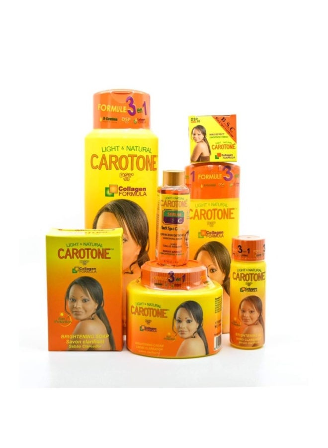 Carotone Brightening & Black Spot Corrector Carotone 7 Piece Set Lotion, Cream, BSc, Sunblock, Soap, Serum, Oil