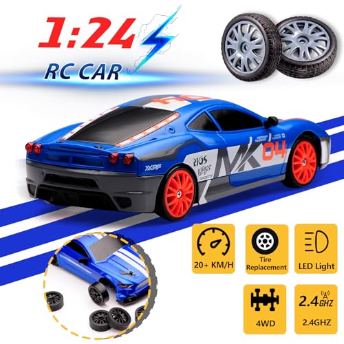 jaming 1:24 Scale RC Drift Car,4WD 2.4GHz High Speed Racing Hobby Sport Toy Car Vehicle with LED Lights,Racing and Drift Wheels for Adult Boys Girls Kids Gift (SC24A09-1) - Image 2