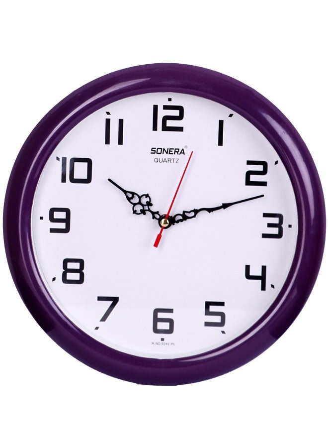 Sonera Wall Clock - 9241 -Analog-Quartz- Round- Purple Frame - White Dial . - Image 1