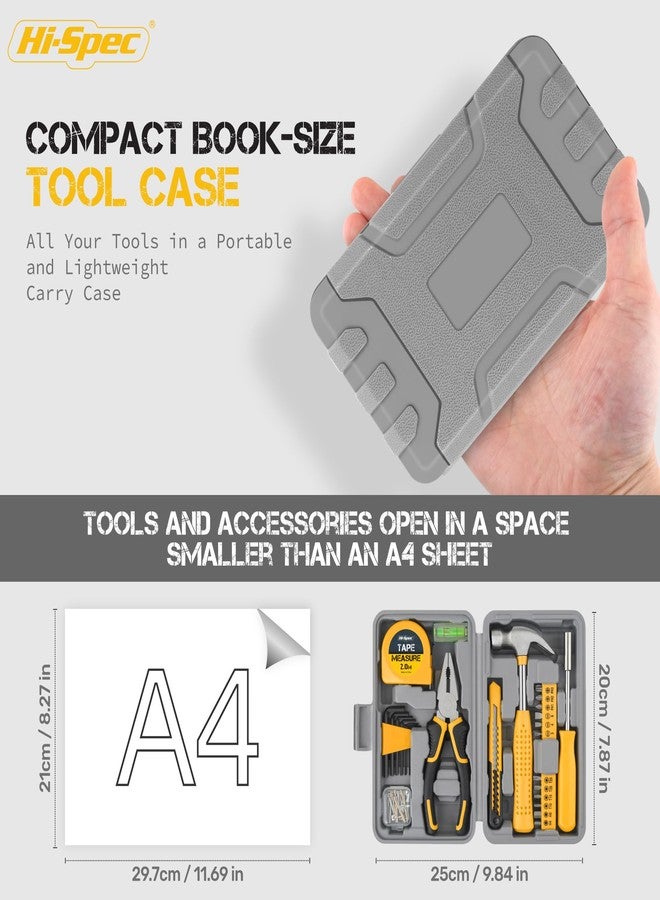 Hi-Spec Small Tool Box for Home and Office DIY, 25-Piece Yellow Mini Tool Kit Set for Basic Household Repairs in a Portable Toolbox Case. - Image 3
