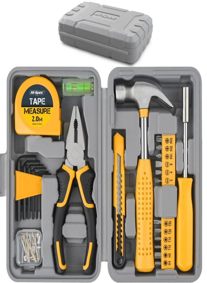 Hi-Spec Small Tool Box for Home and Office DIY, 25-Piece Yellow Mini Tool Kit Set for Basic Household Repairs in a Portable Toolbox Case. - Image 1